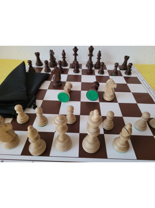 GRAND LUX Set - Tournament 6 wooden chess pieces 98mm + foldable chessboard 55mm