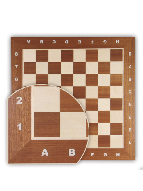 Inlaid wooden chessboard 57 mm (mahogany/maple) - dark