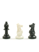 Blue - white plastic chessmen in textil bag - 90mm King