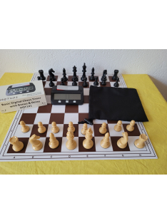   KLUB Set - Bundesliga Chess Pieces 90mm + Foldable Chessboard 55mm + Clock