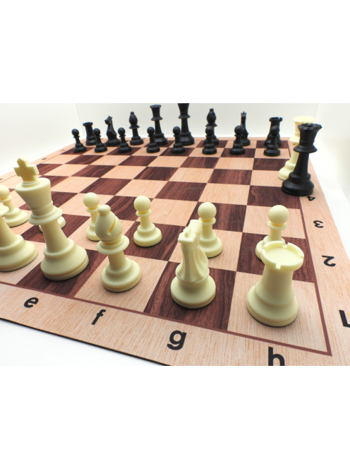 AMSTERDAM Set - Plastic Chess Pieces 95mm + Vinyl Chessboard 55mm