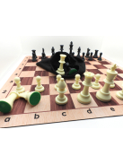 AMSTERDAM Set - Plastic Chess Pieces 95mm + Vinyl Chessboard 55mm