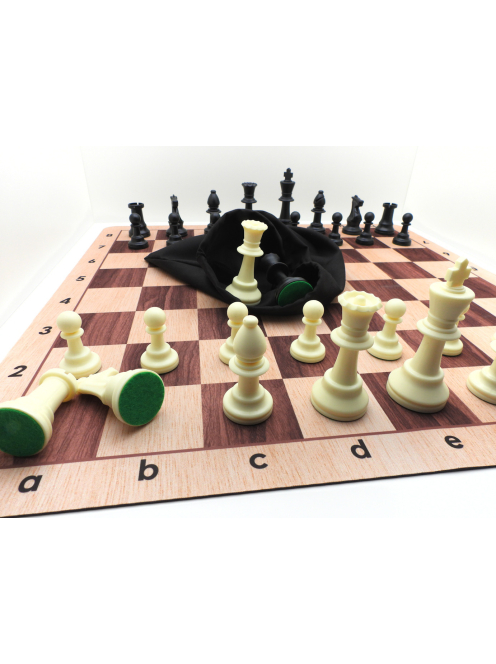 AMSTERDAM Set - Plastic Chess Pieces 95mm + Vinyl Chessboard 55mm
