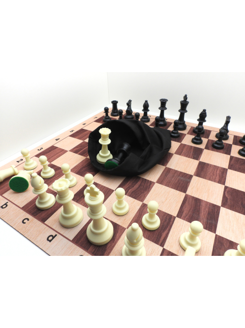 AMSTERDAM Set - Plastic Chess Pieces 95mm + Vinyl Chessboard 55mm