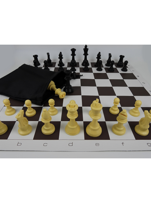 AMSTERDAM Set - Plastic Chess Pieces 95mm + Vinyl Chessboard 55mm