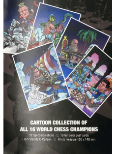   Illustrated Postcard Collection of 16 World Chess Champions (A6)